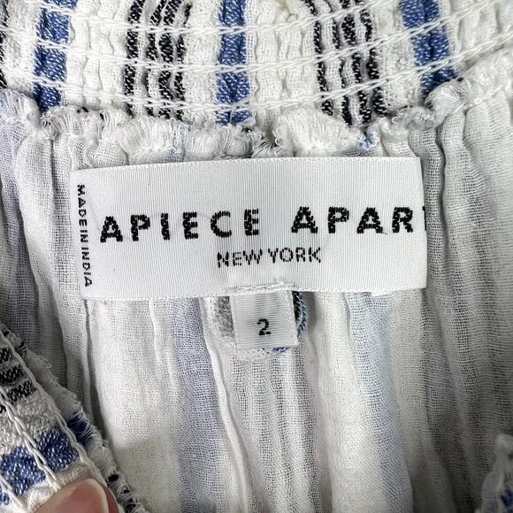 Apiece Apart Ossetia Tiers Dress Seaside Striped Midi Ruffle Sleeveless Sz 2 - Picture 4 of 5